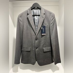Ben Sherman Bi-Stretch Suit Jacket Blazer Sport Coat 38S Gray light blue plaid